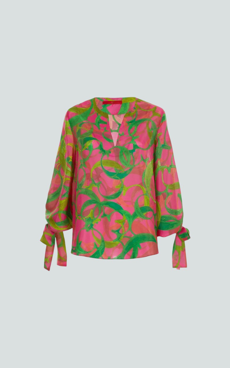 Loose Vintage V-Neck Blouse