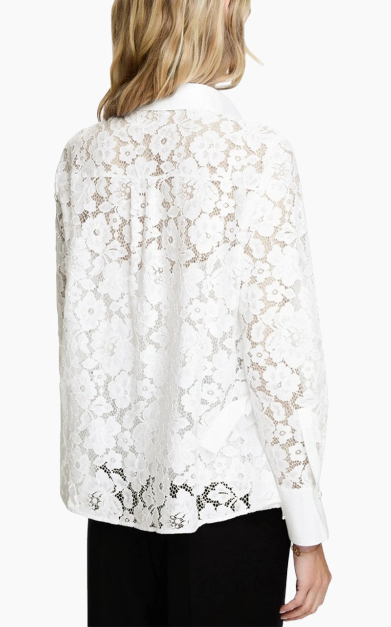 Lace Detail V-Neck Office Blouse
