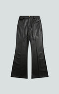 Black Faux Leather Flare Trousers
