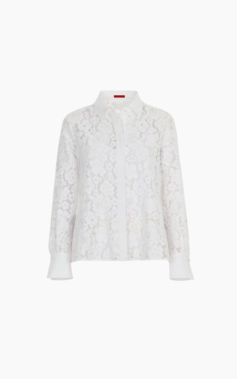 Lace Detail V-Neck Office Blouse