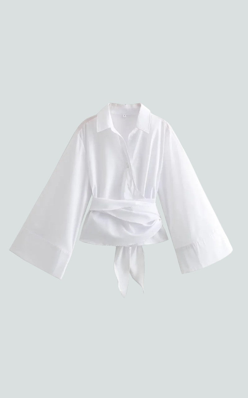 Bow-Tie Double Button Poplin Shirt