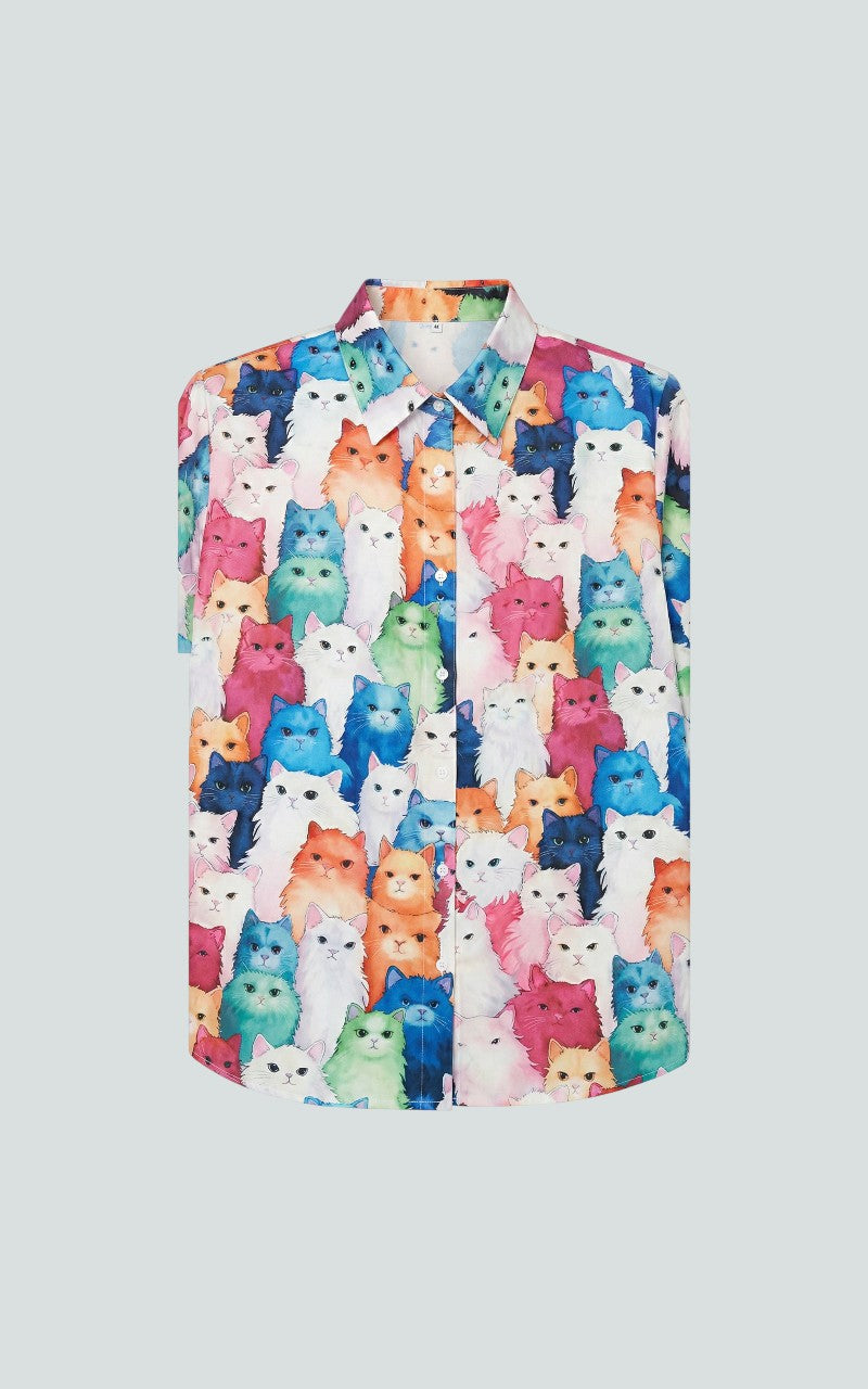 Colorful Animal Print Button Shirt