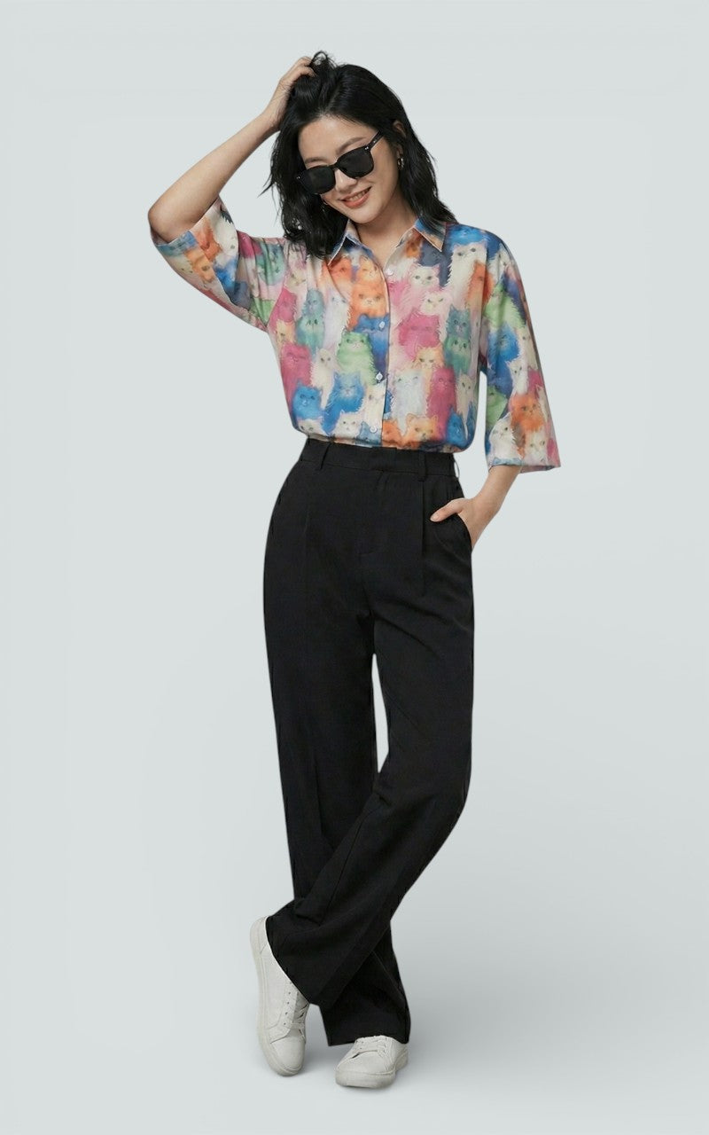 Colorful Animal Print Button Shirt