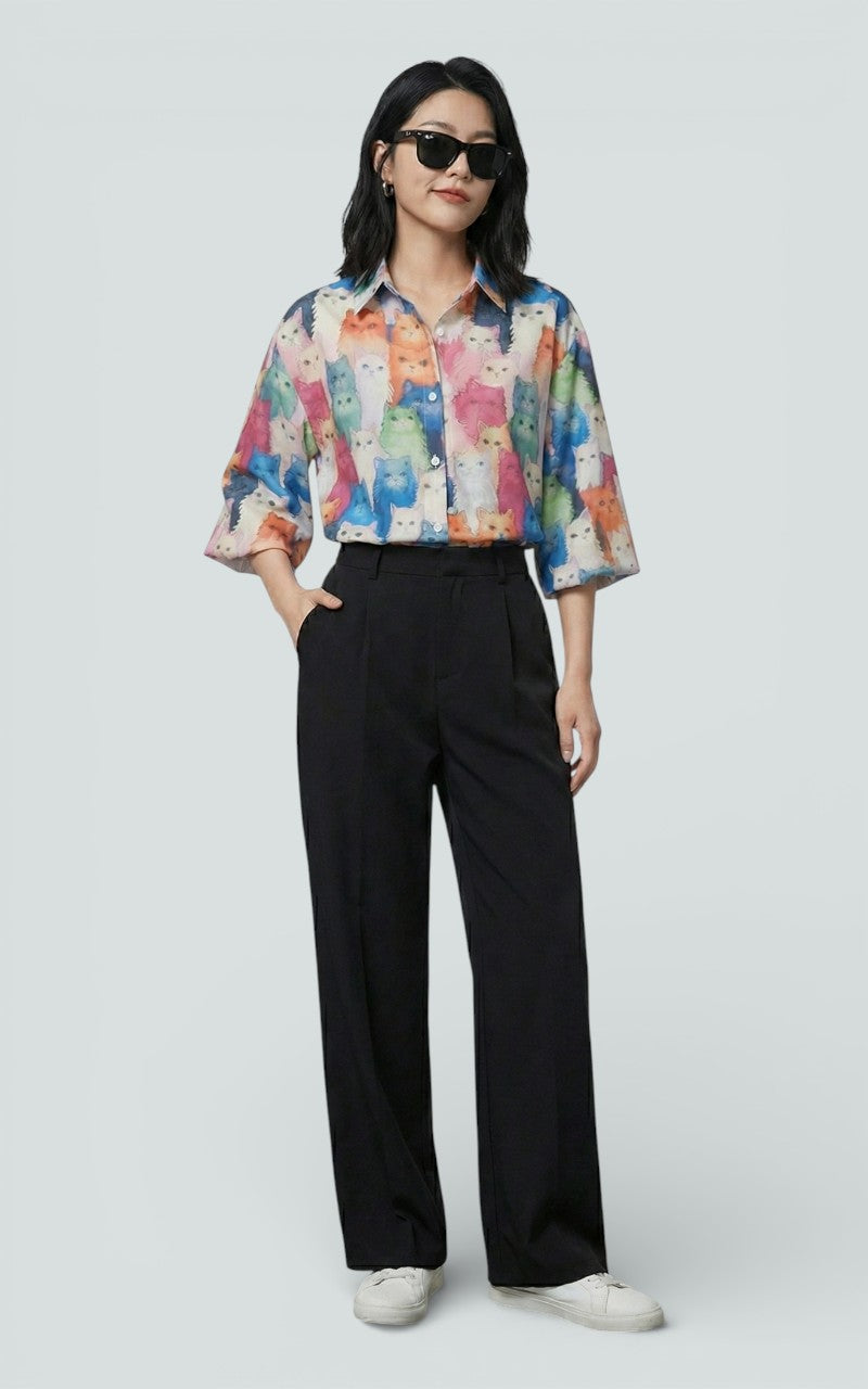 Colorful Animal Print Button Shirt