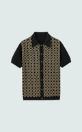 Striped Knit Polo Shirt