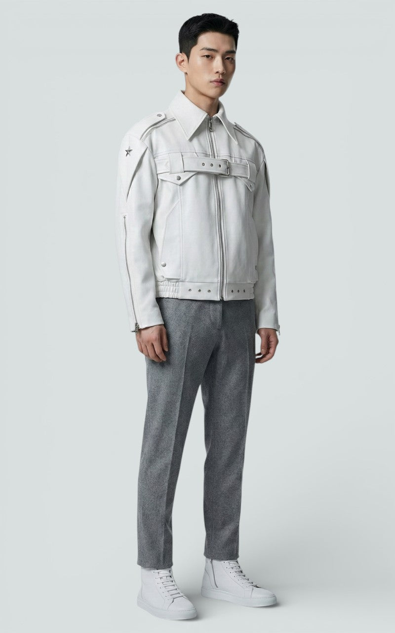 Structured White Zip Jacket