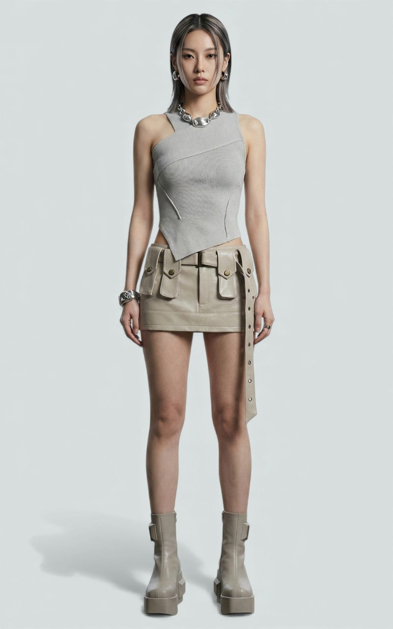 Distressed Low-Waist Mini Skirt