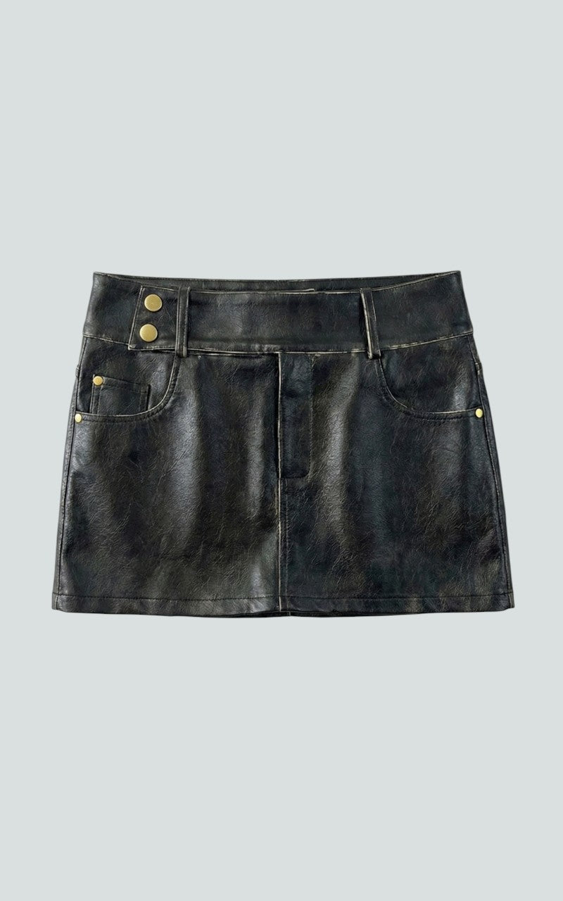 Distressed Black High-Waist Mini Skirt