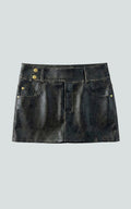 Distressed Black High-Waist Mini Skirt