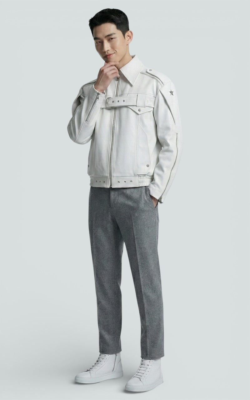 Structured White Zip Jacket