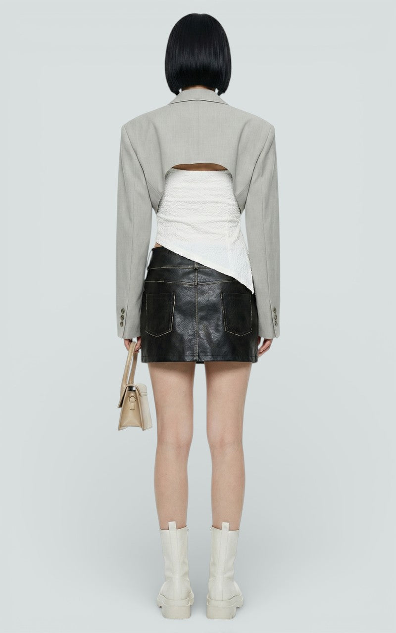 Distressed Black High-Waist Mini Skirt