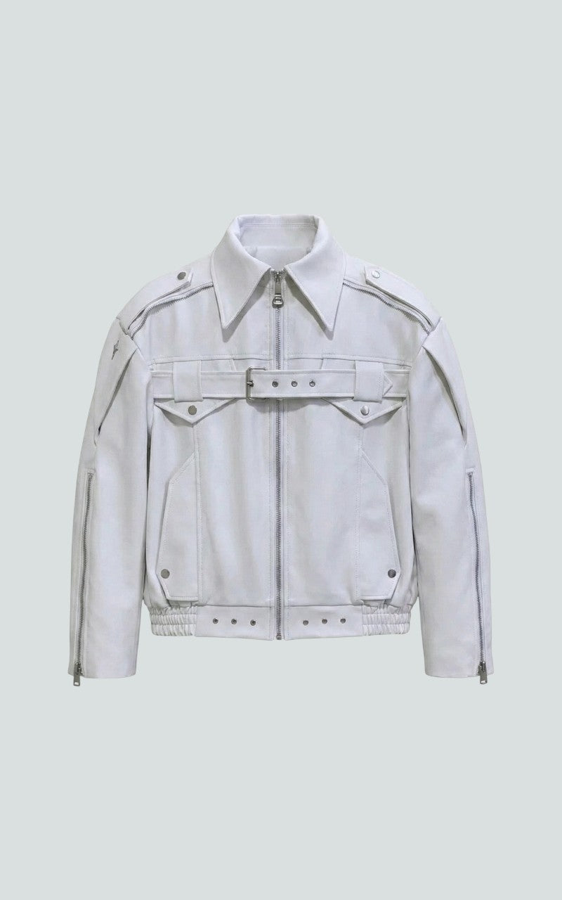 Structured White Zip Jacket