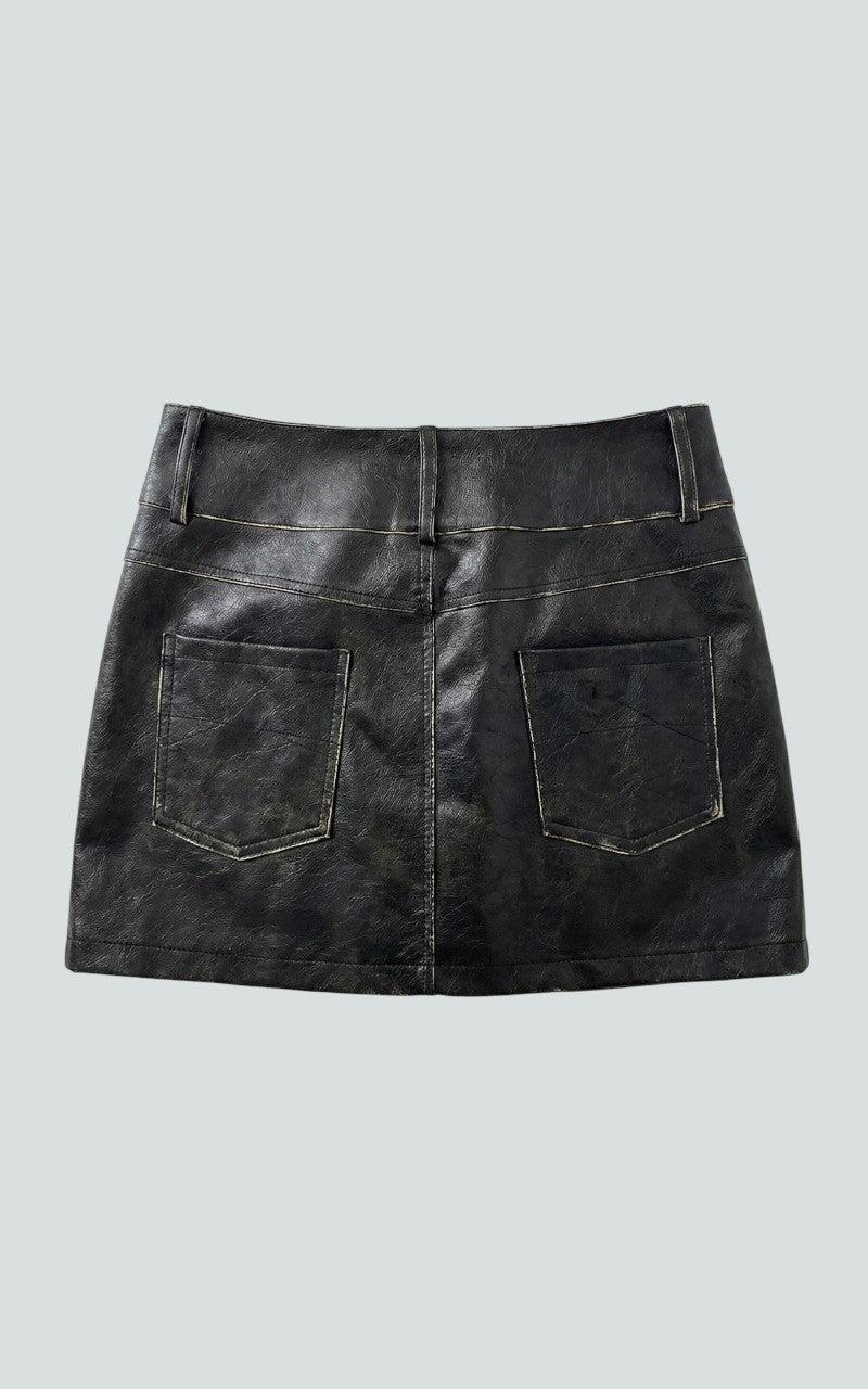Distressed Black High-Waist Mini Skirt