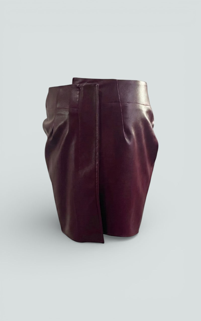 Bordeaux Folded Silhouette Mini Skirt
