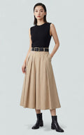 Sand Pleat Belted Midi Dress