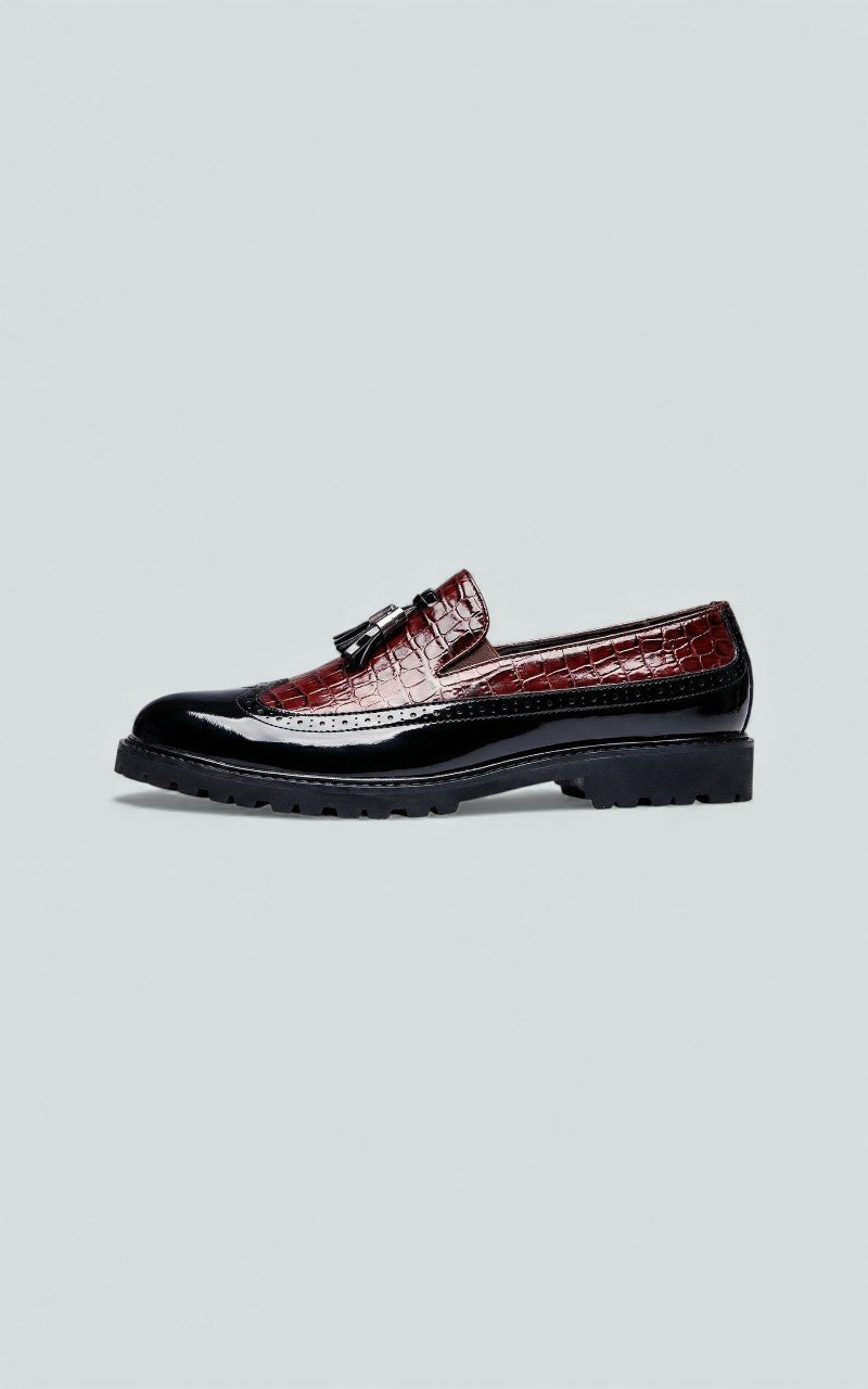 Crocodile-Embossed Tassel Loafers