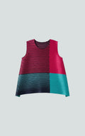 Color-Block Pleated Sleeveless Top