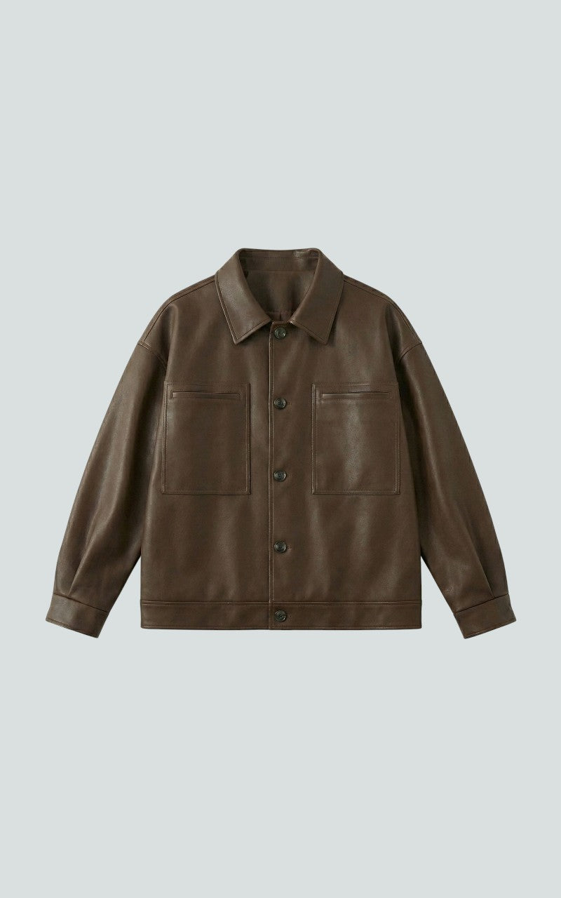 Oversized Faux Leather Short Jacket