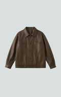 Oversized Faux Leather Short Jacket