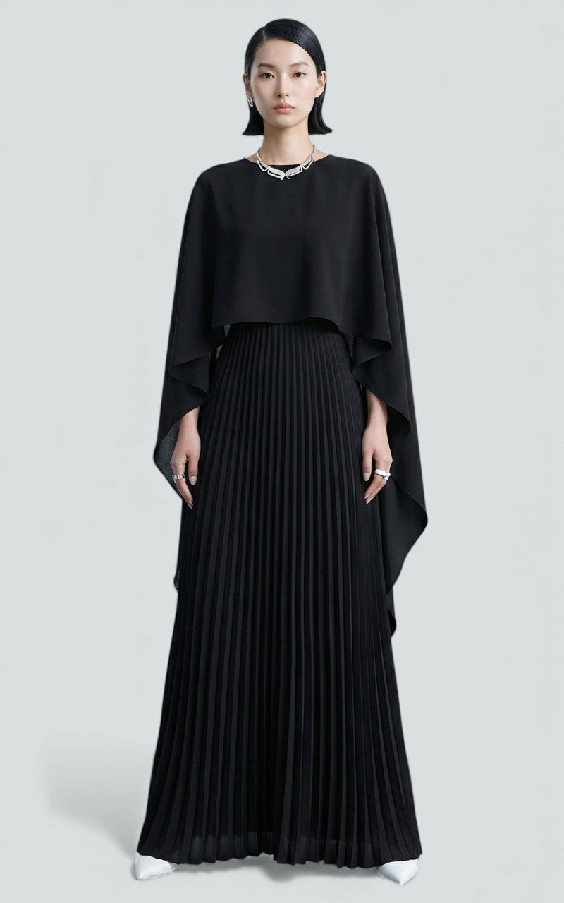 Scarlet Veil Pleated Dress