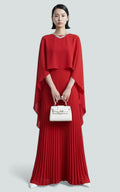 Scarlet Veil Pleated Dress