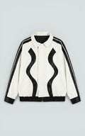 Color-Block Patchwork Faux Leather Zip Jacket