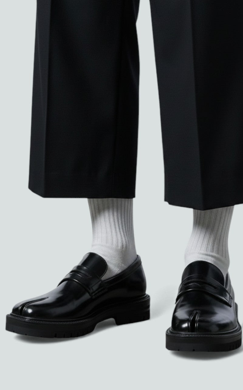 Split-Toe Leather Loafers