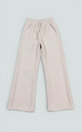 Pink Plaid Wide-Leg Plush Trousers