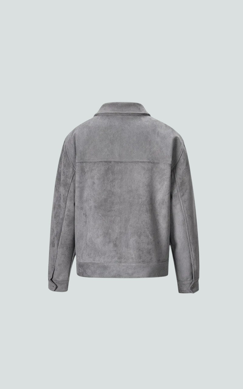 Vintage Suede Zip-Up Utility Jacket