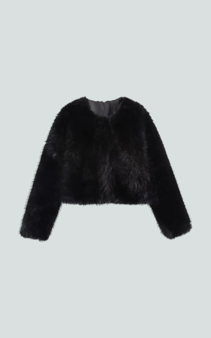 Soft Halo Faux Fur Crop Jacket