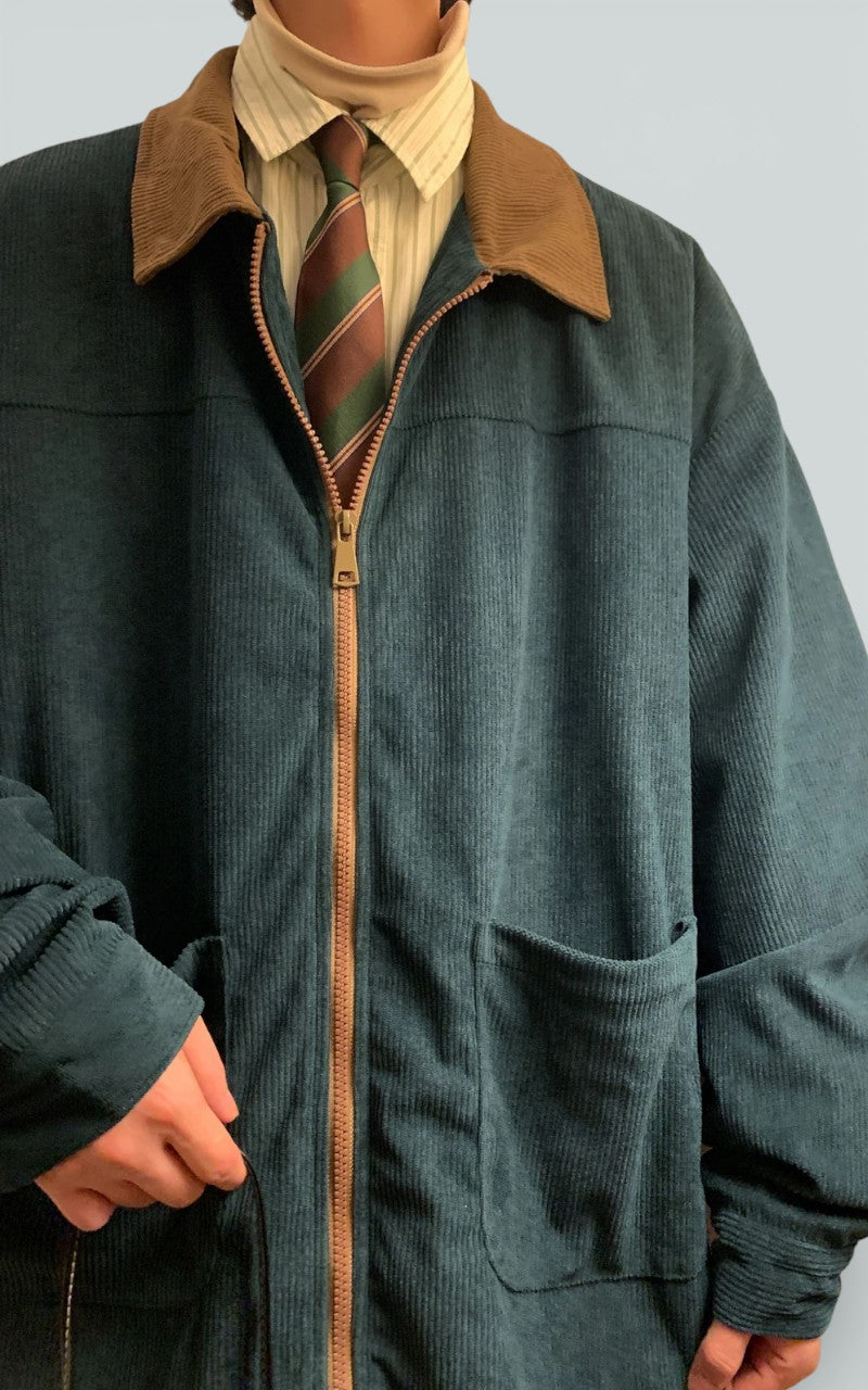 Vintage Turn-Down Collar Bomber Jacket