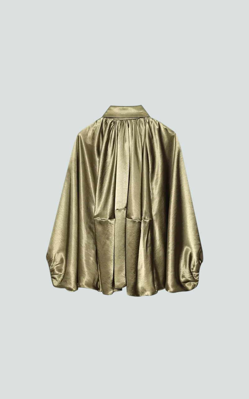 Ruched Satin Bomber Jacket