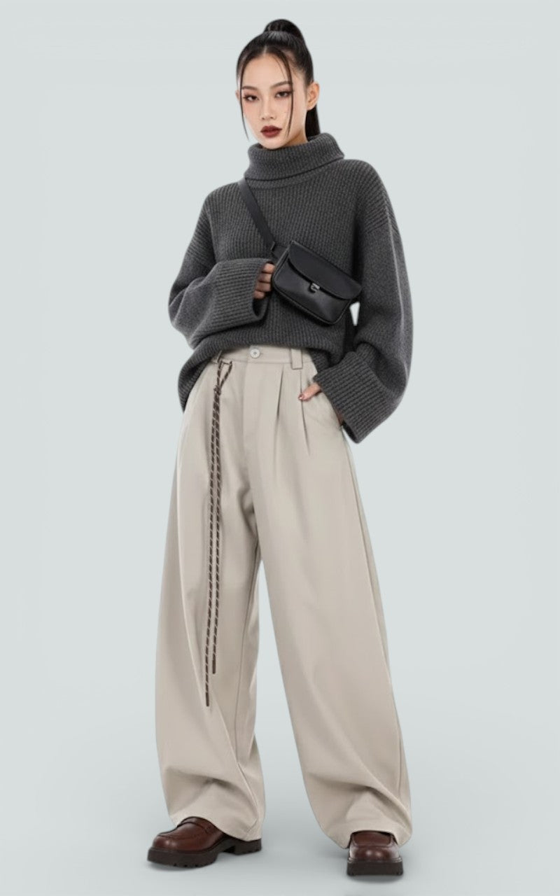 High-Waist Straight Trousers