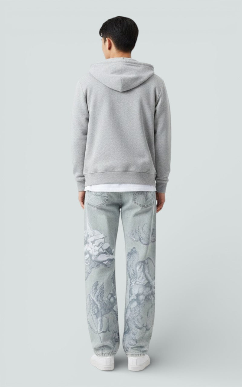 Angel Graphic Straight-Leg Denim Pants