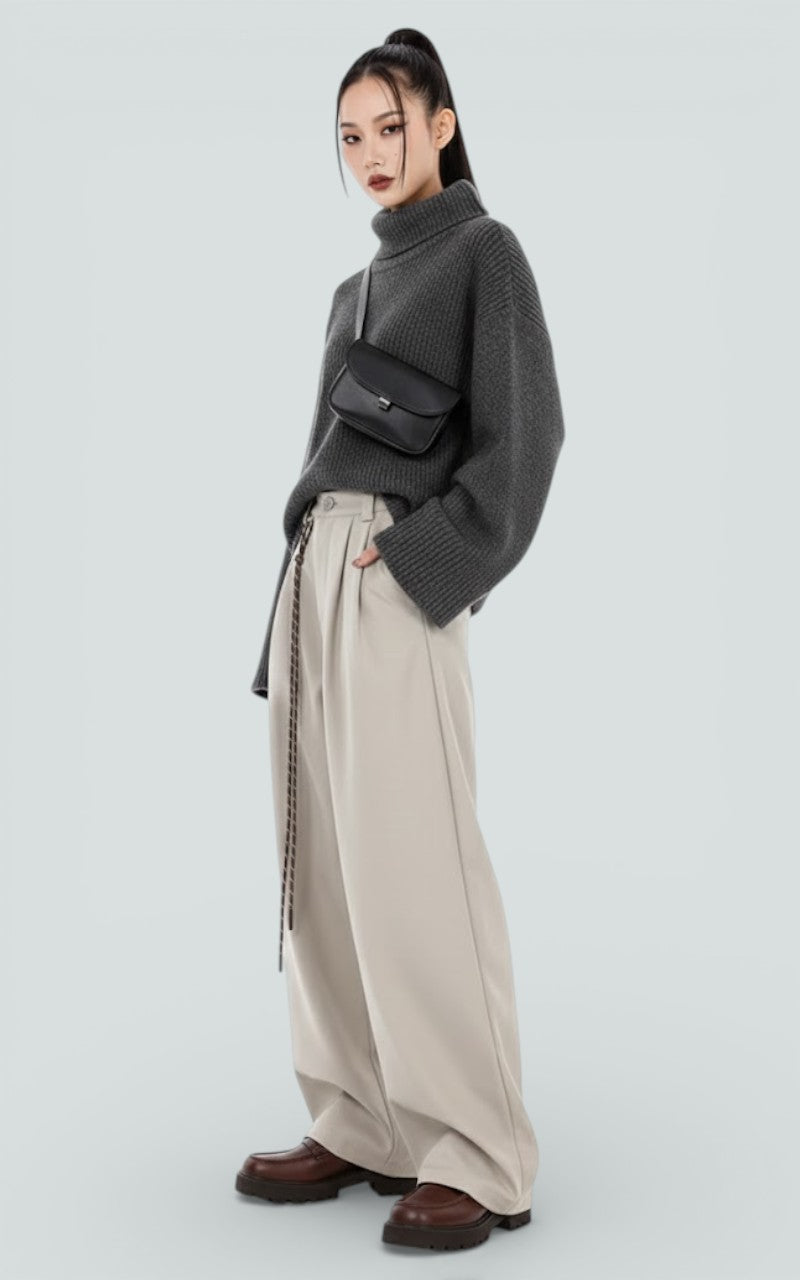 High-Waist Straight Trousers