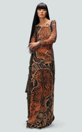 Tiger Veil Sheer Column Dress
