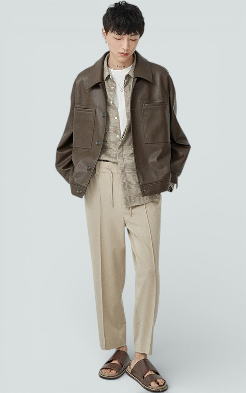 Oversized Faux Leather Short Jacket