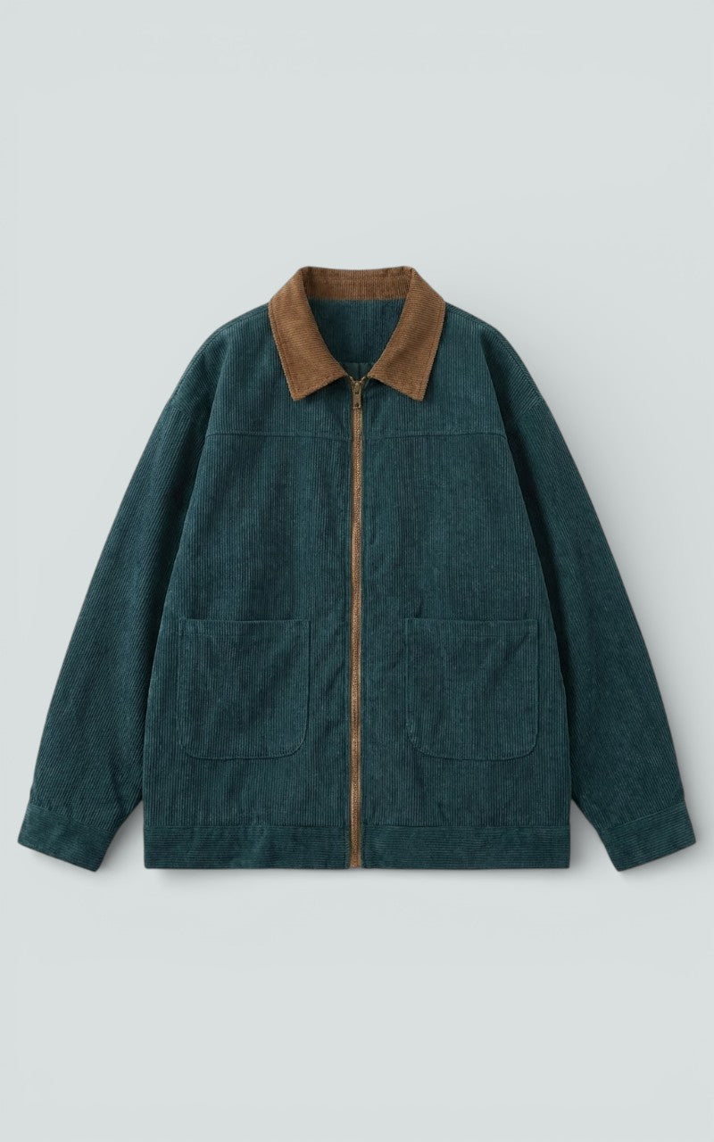 Vintage Turn-Down Collar Bomber Jacket