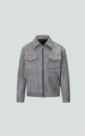 Vintage Suede Zip-Up Utility Jacket