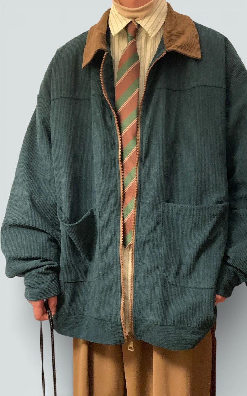 Vintage Turn-Down Collar Bomber Jacket