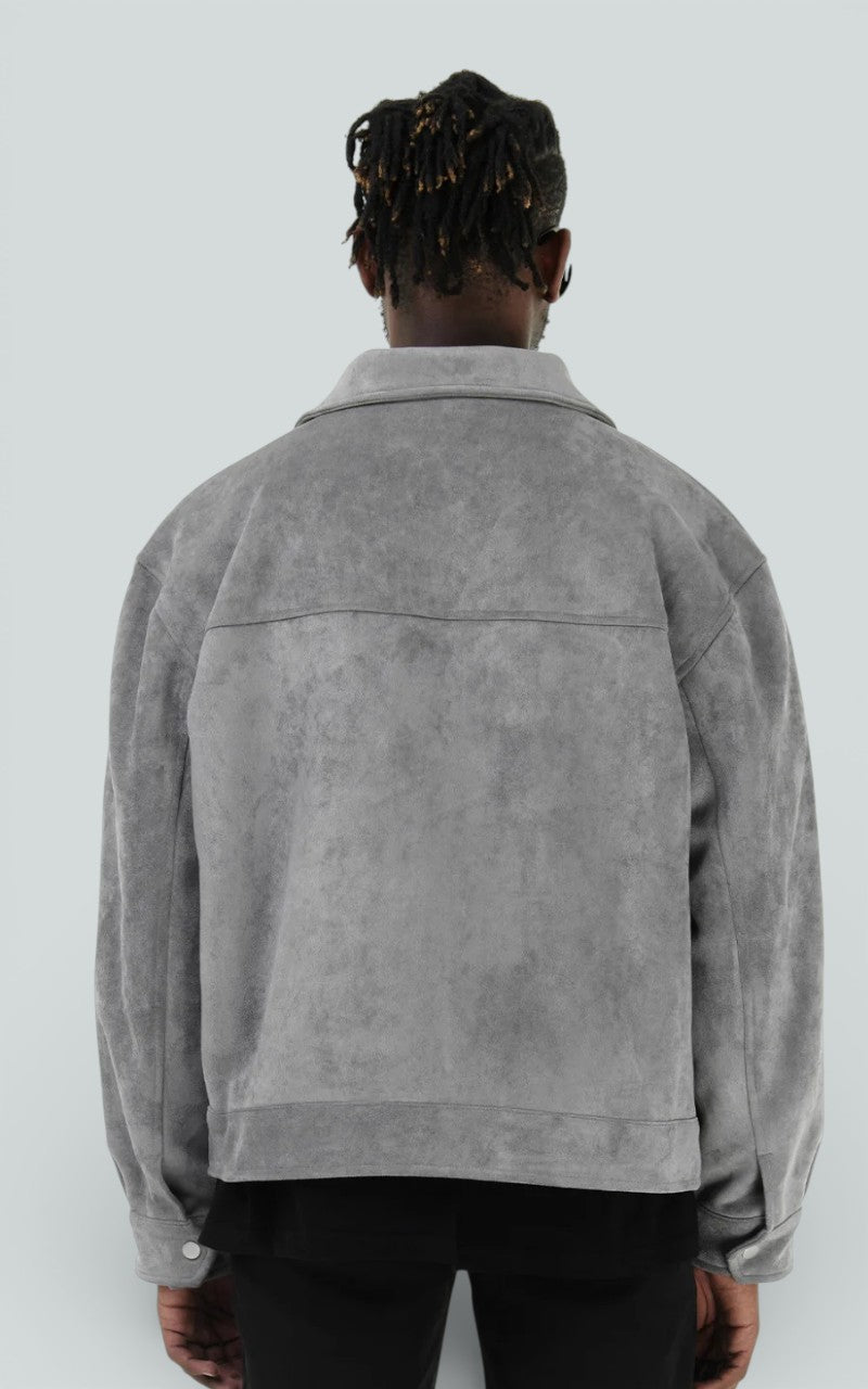Vintage Suede Zip-Up Utility Jacket