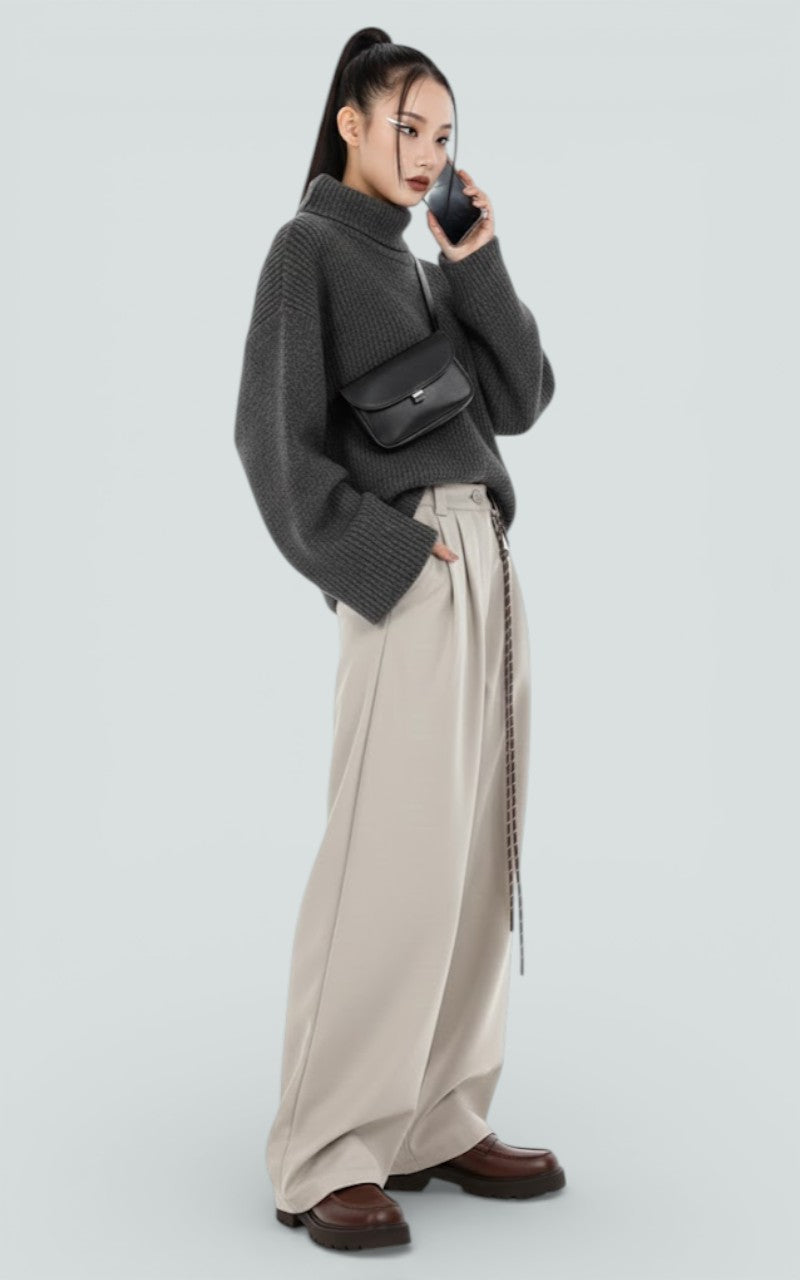 High-Waist Straight Trousers