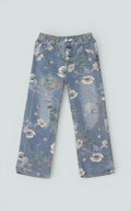 Floral Wide-Leg Denim Trousers