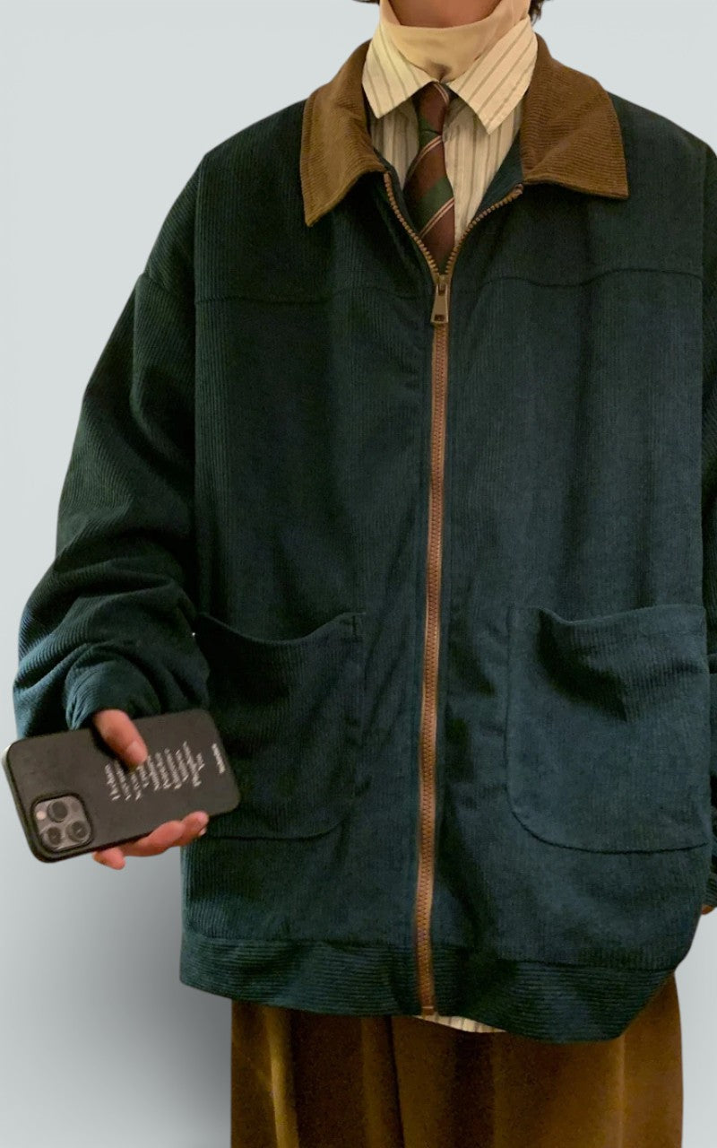 Vintage Turn-Down Collar Bomber Jacket