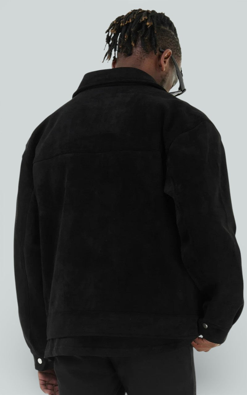 Vintage Suede Zip-Up Utility Jacket