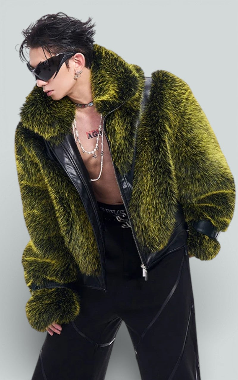 Luxe Patchwork Faux Fur Zip Jacket