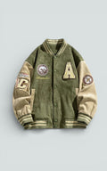 Embroidered Stand-Collar Baseball Jacket