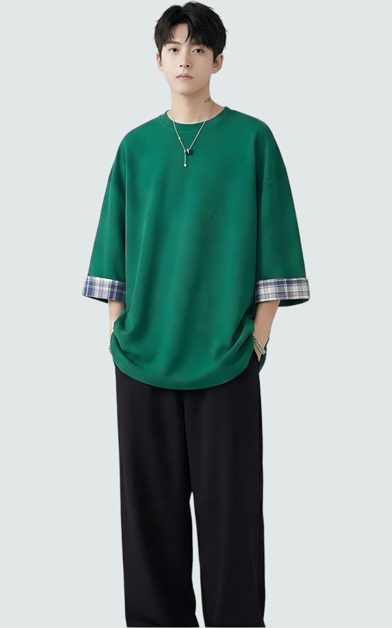 Loose Plaid Korean Summer Tee