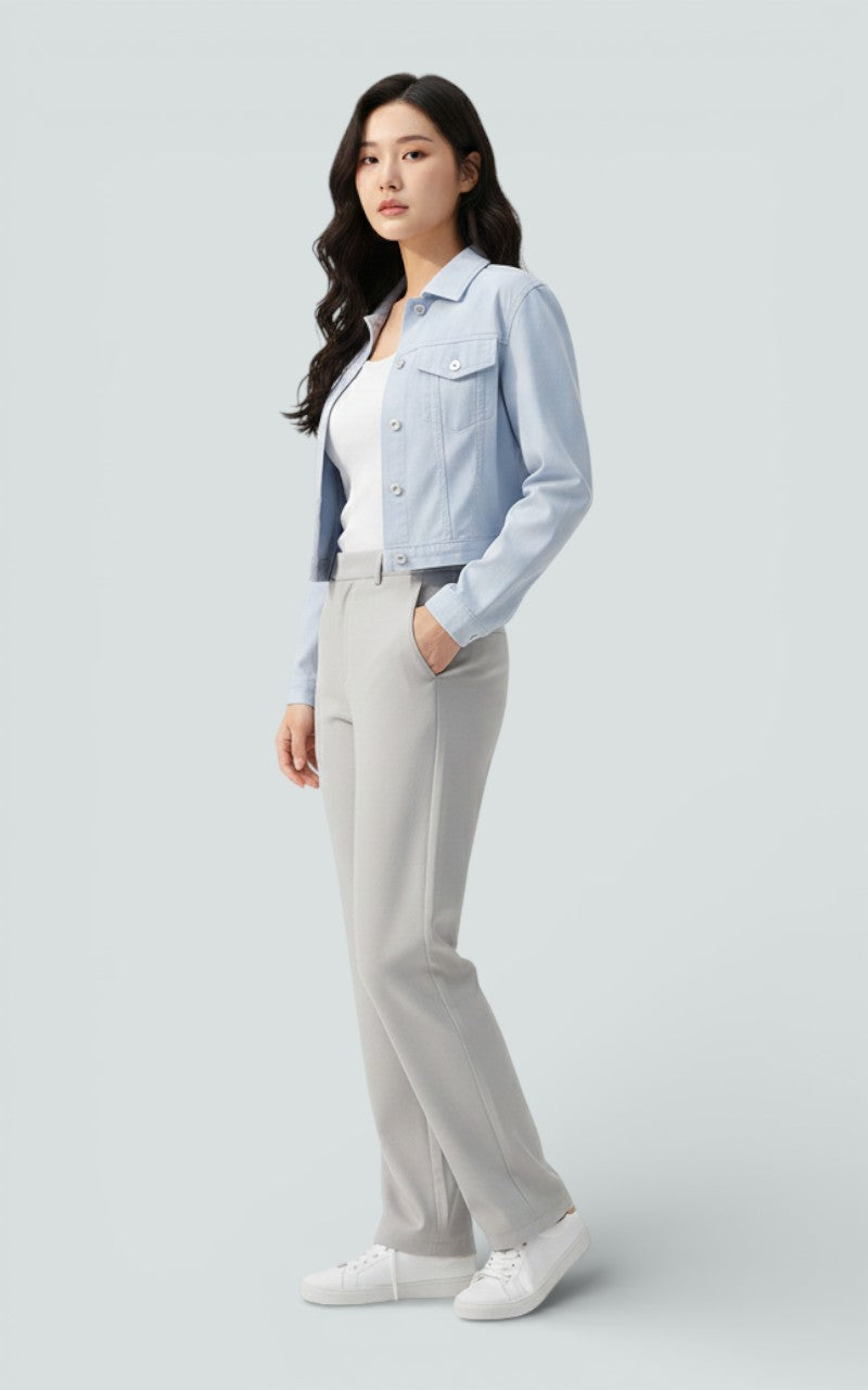 Soft Cropped Button Blouse