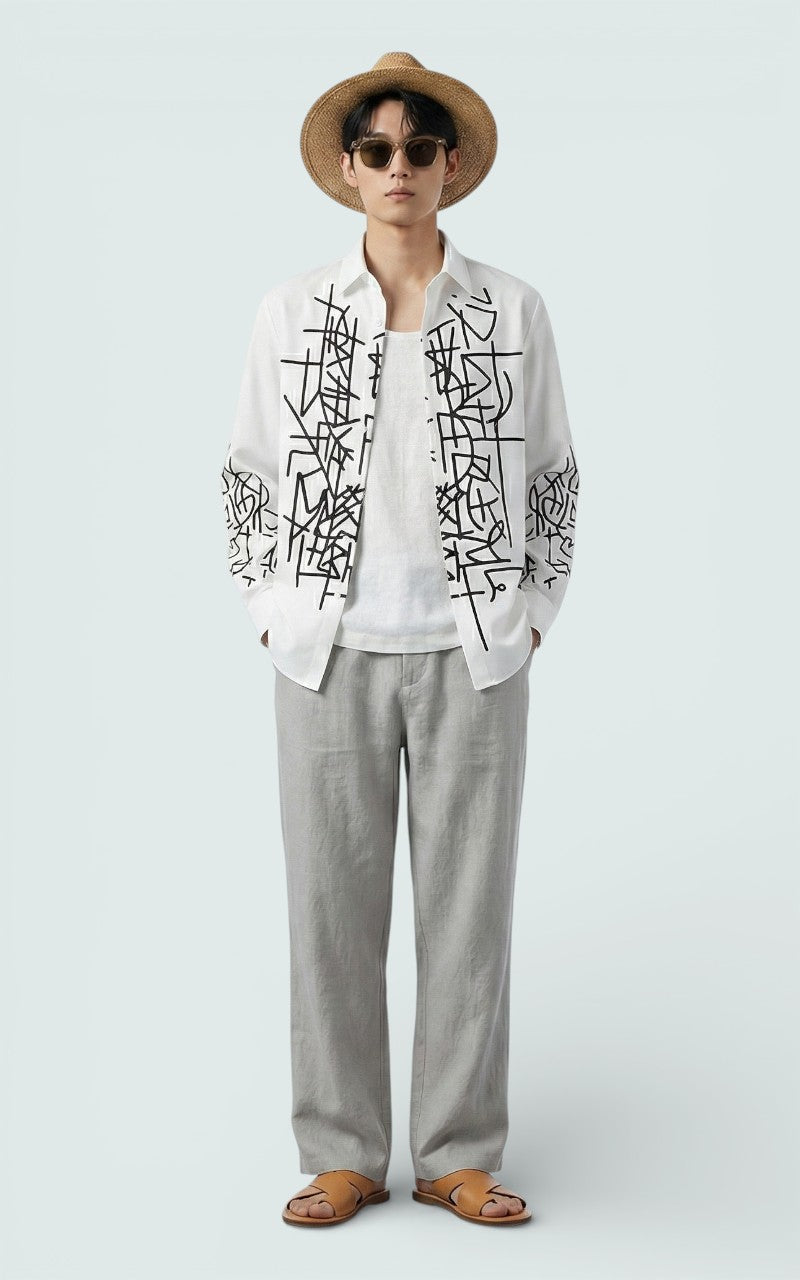 Letter Print Casual Button Shirt